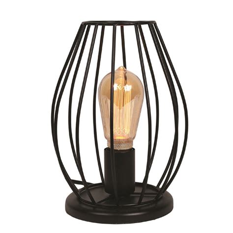 Black Cage Table Lamp With Vintage Filament Bulb The Only Way Is Melts