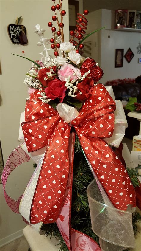 Valentines Tree Topper Bow Valentines Day Centerpiece Decoration