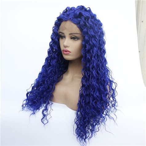 Alisa Hair Dark Blue Loose Curly Synthetic Heat Resistant Lace Front