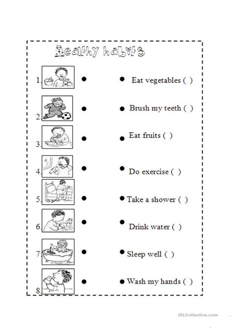 Good Habits Worksheet For Kindergarten