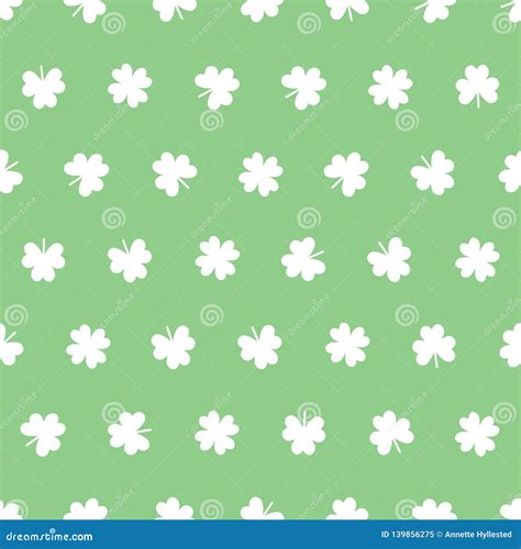 Seamless Shamrock Pattern In Green Spring Colors Stock Illustration