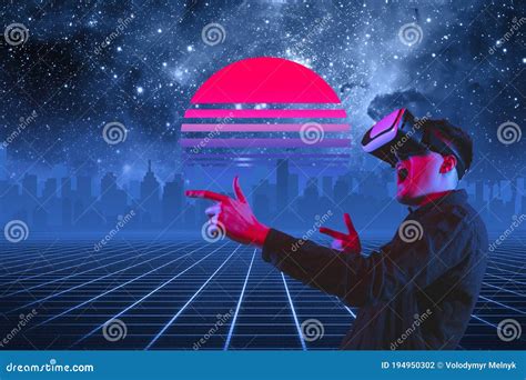 Synth Wave And Retro Wave Vaporwave Futuristic Aesthetics Man With