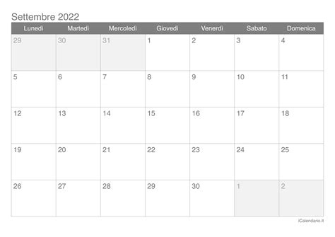 Calendario Settembre 2022 Da Stampare Icalendarioit