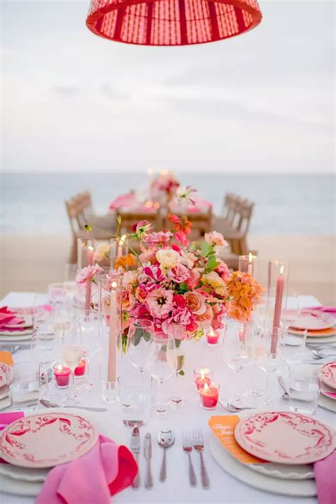 Colorful Bright Pink Wedding Tablescape In 2023 Pink Wedding Theme