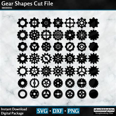 49 Gear Shapes Cut File Svg Gears Dxf Gears Png Digital Etsy