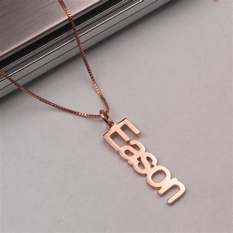 Rose Gold Box Chain Custom Name Necklace Personalized Stainless Steel
