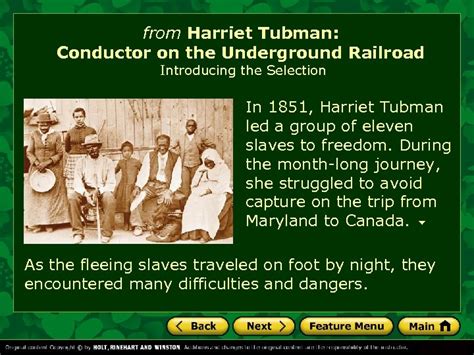 From Harriet Tubman Conductor On The Underground Railroad