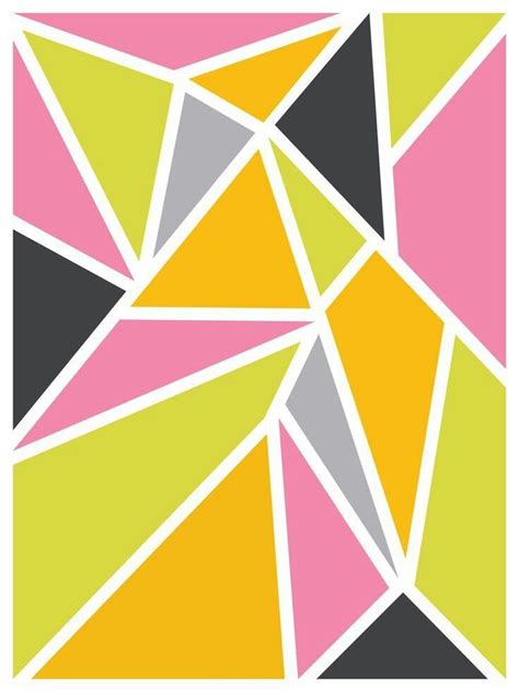An Abstract Geometric Design In Yellow Pink And Green Colors With