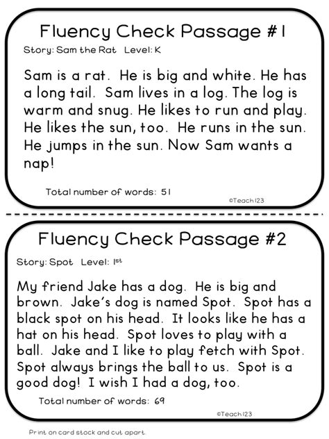 46 Printable Kindergarten Reading Fluency Passages