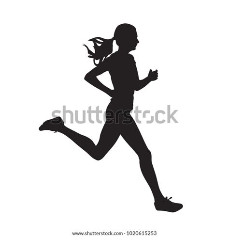 Young Running Woman Isolated Vector Silhouette Stock Vector Royalty