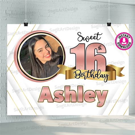 16th Birthday Poster Instant Download Sweet 16th Birthday Etsy