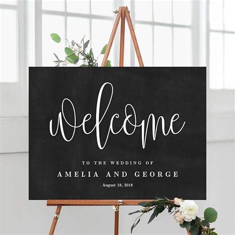 3 Sizes Wedding Welcome Sign Poster With Faux Chalkboard Etsy