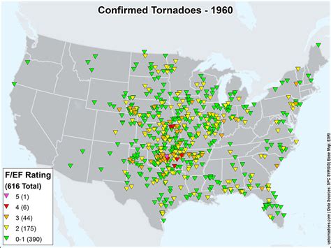 Us Tornadoes Map1960