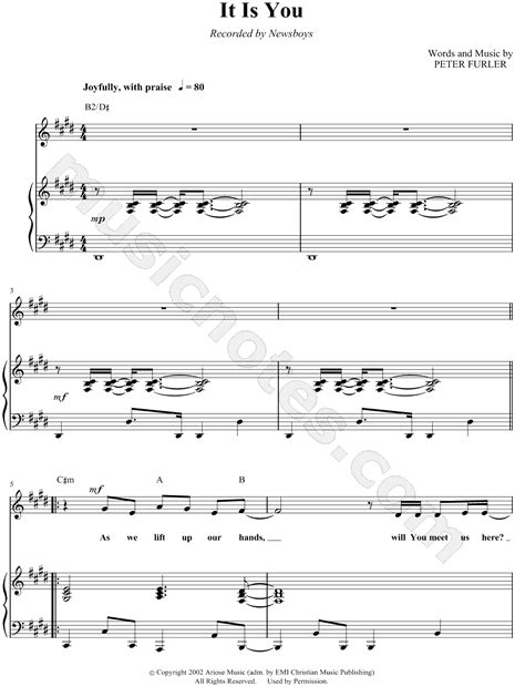 Newsboys It Is You Sheet Music In E Major Download And Print Sku