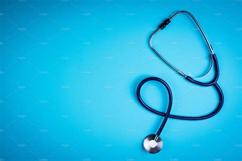 Stethoscope On Blue Background High Quality Health Stock Photos