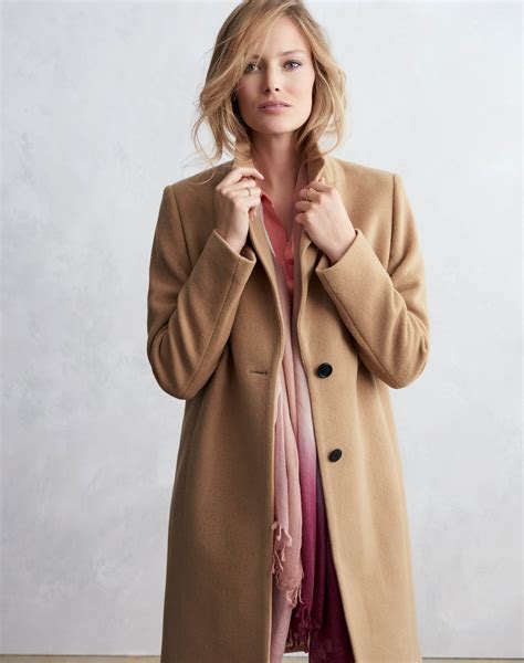 Camel Wool Single Breasted Coat Pure Collection
