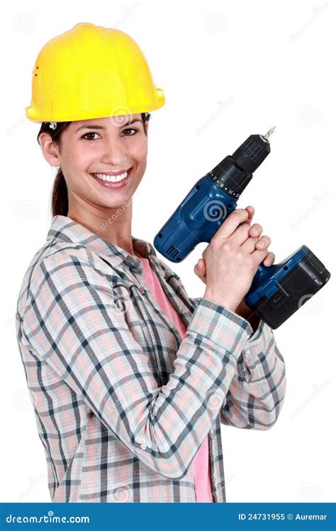 Woman Holding A Drill Royalty Free Stock Photo Image 24731955