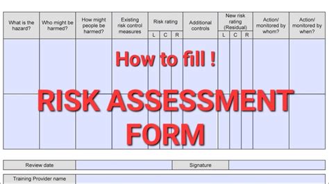 Risk Assessment Form How To Fill Youtube