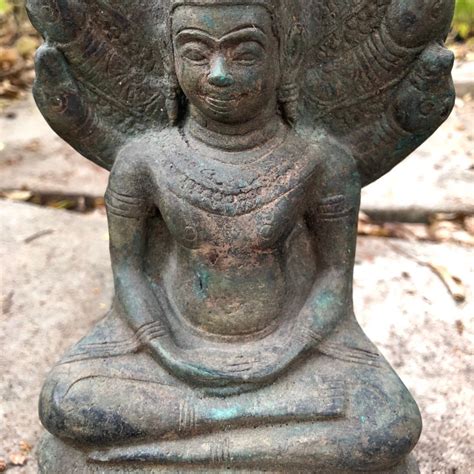 96 Naga Buddha Statue Meditating Antique Khmer Thailand Etsy