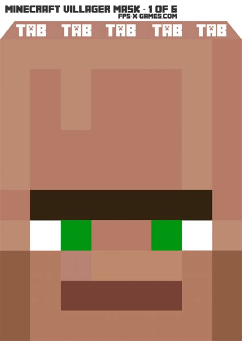 Minecraft Villager Mask Template Printable Pdf Download