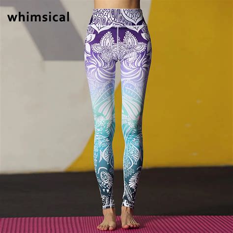 whimsical stunning beautiful yoga pants high waist floral printed leggings purple blue ombre