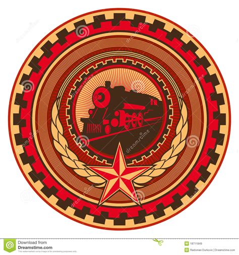Communistic (comparative more communistic, superlative most communistic). Emblema communistic retro. ilustração do vetor. Ilustração ...