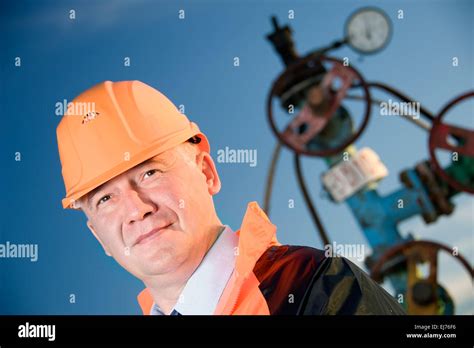 Engineer In An Oil Field Stock Photo Alamy