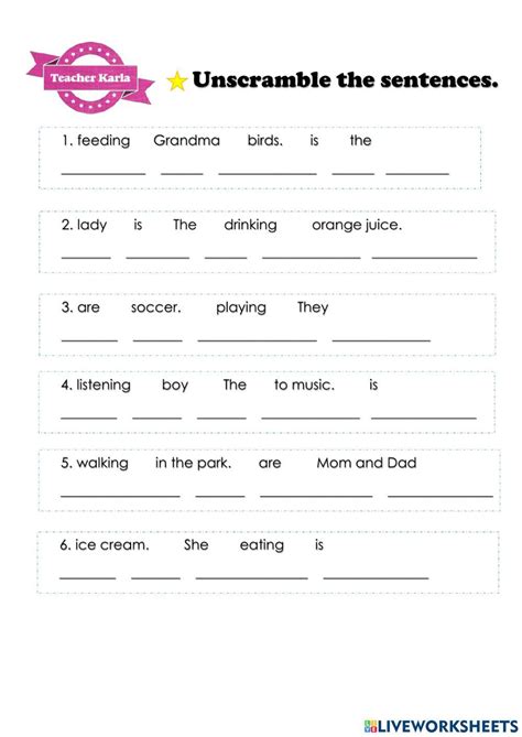 Unscramble The Sentences Worksheet Live Worksheets