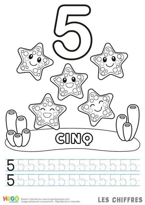 Chiffre 5 Les étoiles De Mer Coloriage Chiffre Apprendre à écrire