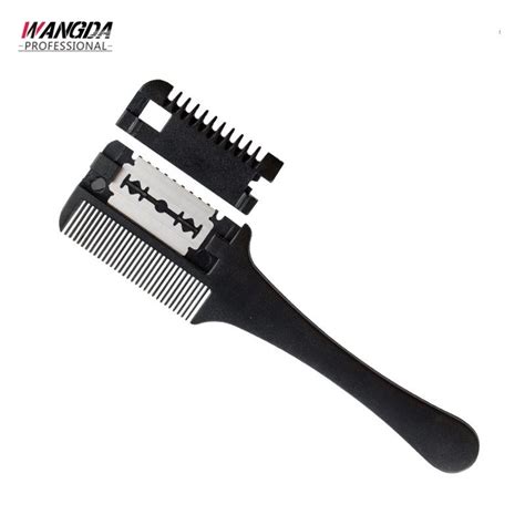 1 Piece Hair Cutting Comb Black Handle Trimming Hair Brush With Razor