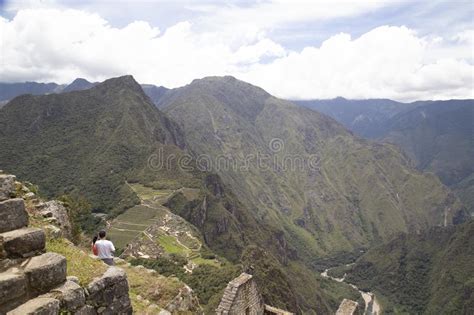 Machu Picchu En De Berg Van Huayna Picchu In Peru Van De Deur Van De