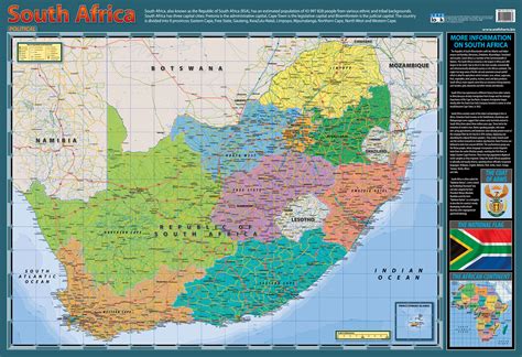 South Africa Map Political Laminated 76cm X 52cm Promonis
