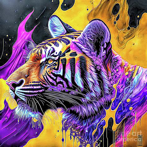 Color Splash Tiger Digital Art By Elisabeth Lucas Pixels