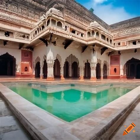 Hot Pool In An Indian Palace Courtyard