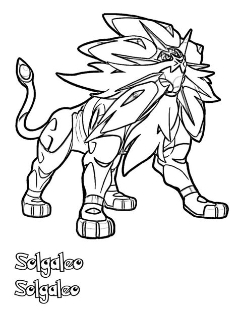 Solgaleo Pokemon Sun And Moon Coloring Page Free Printable Coloring