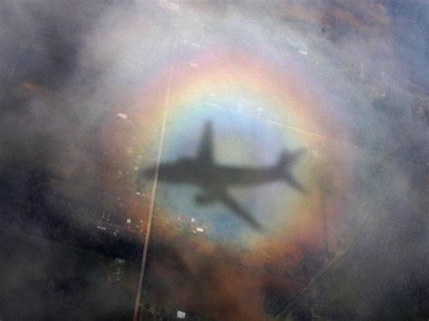 Bright Circular Rainbow From An Airplane Glory Oc Rpics