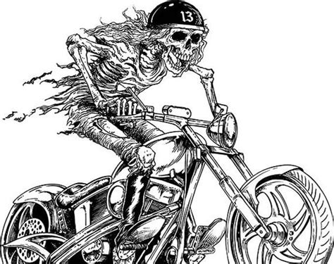 Biker Skull Skeleton Motorcycle Chopper Harley Davidson Etsy