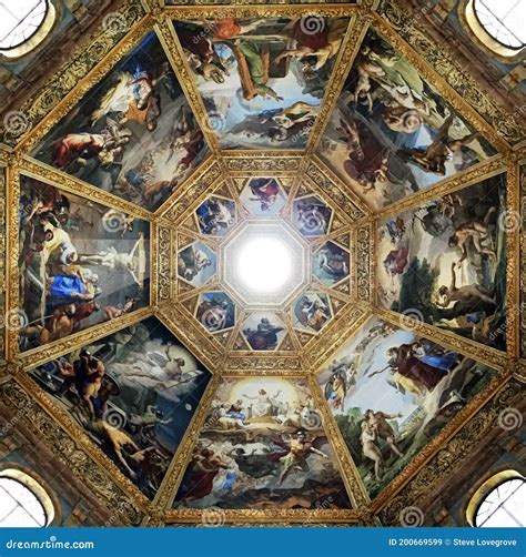 Ornate Dome Inside Of Medici Chapel Editorial Stock Image Image Of