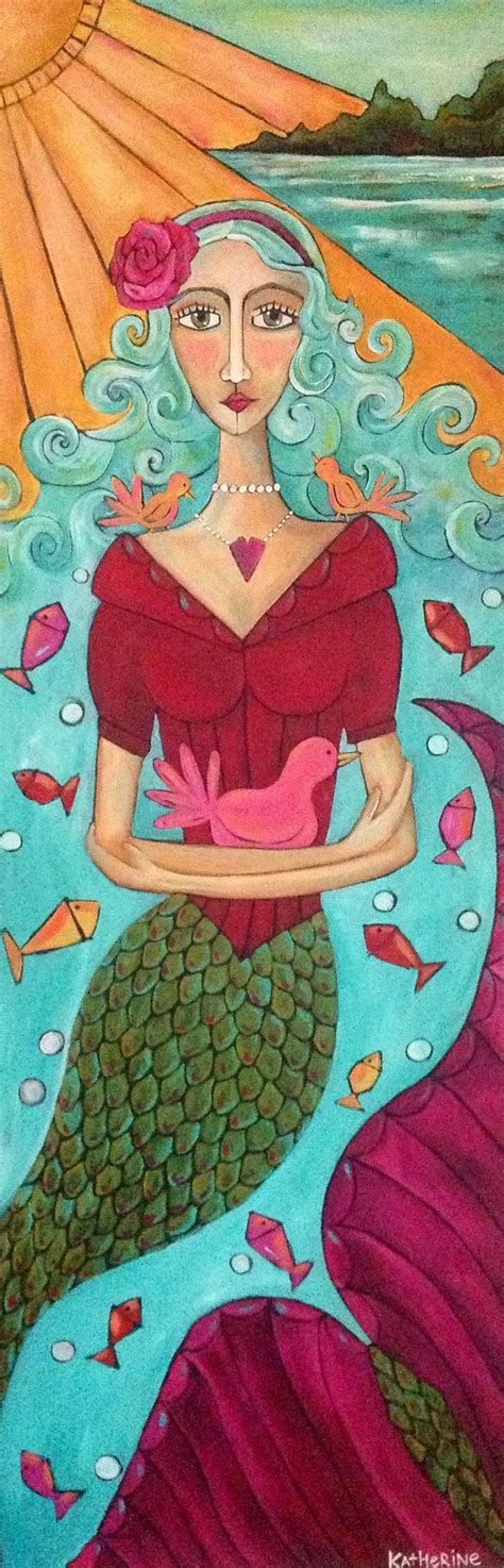 Folk Art Mermaid Painting On Wood Da Mermaid Art Mermaid