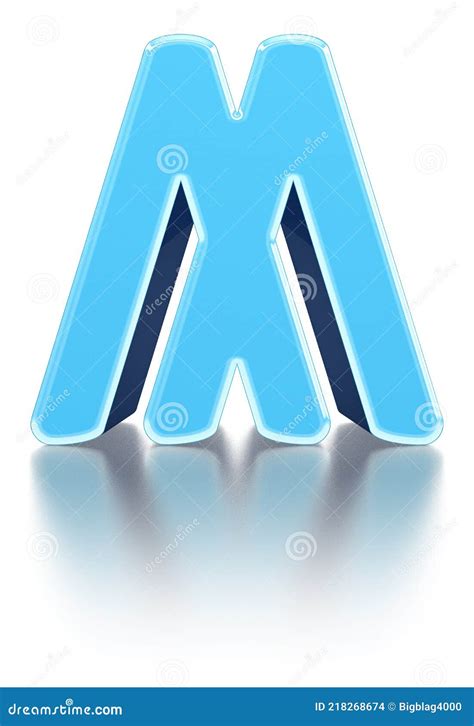 Letra Mayúscula 3d Biselada Azul Con Reflejos De Superficie Pálida