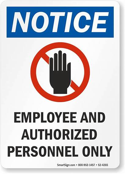 Employee Signs Authorized Personnel Employees Entrance Notice