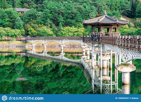 View Of Weolyeonggyo Bridge And Pavilion With Water Reflection A Wooden
