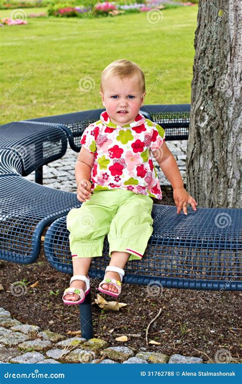 Little Girl On Bench Stock Photo Image Of Nice Expression 31762788