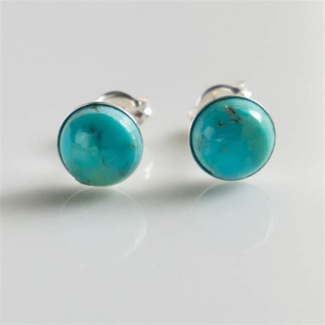 Turquoise Stud Earrings Turquoise And Sterling Silver Etsy