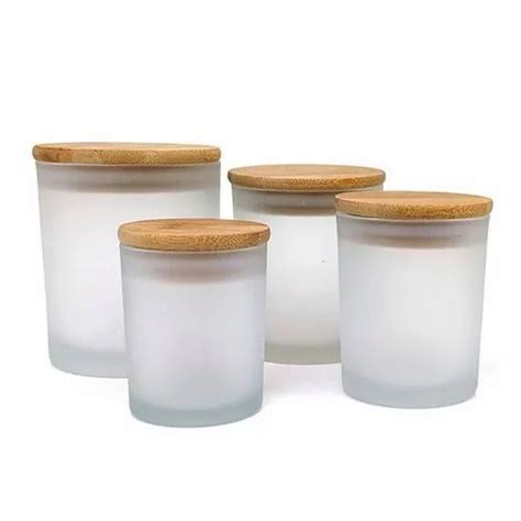 Transperent Frosted Glass Jar With Wooden Lid For Candle Making At Rs 48 Piece In New Delhi