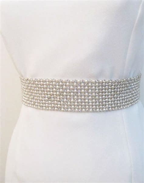 Bridal Crystal Pearl Beaded Sash Belt Wedding Rhinestone Sashes Belts