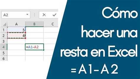 C Mo Hacer Una Resta En Excel Restar En Excel Youtube