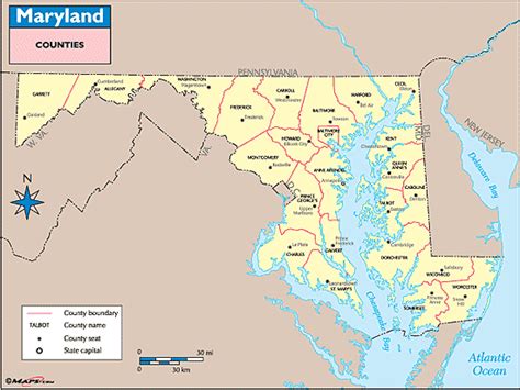 Maryland Counties And County Seats Map By From