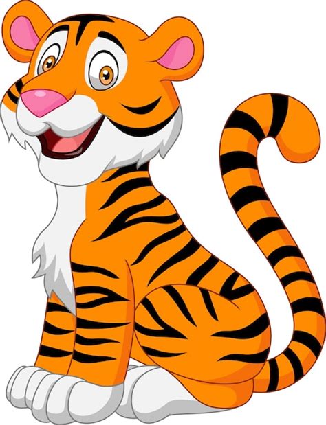 Premium Vector Cartoon Smiling Tiger