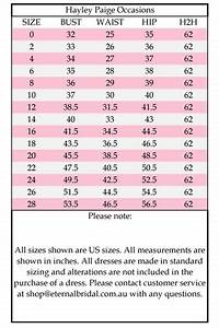 Eternal Bridal Size Chart Hayley Occasions